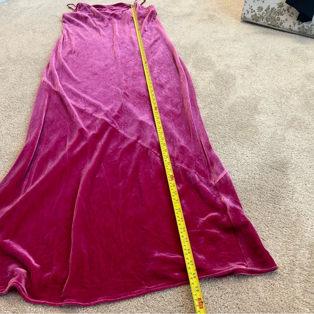 Banana Republic Rita Velvet spaghetti strap Maxi Dress in fuchsia pink Sz XL NWT - Picture 9 of 13